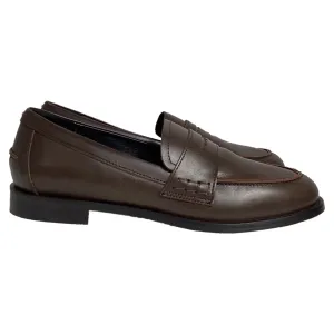 Aeyde Oscar Penny Loafers in Brown  Calf Leather