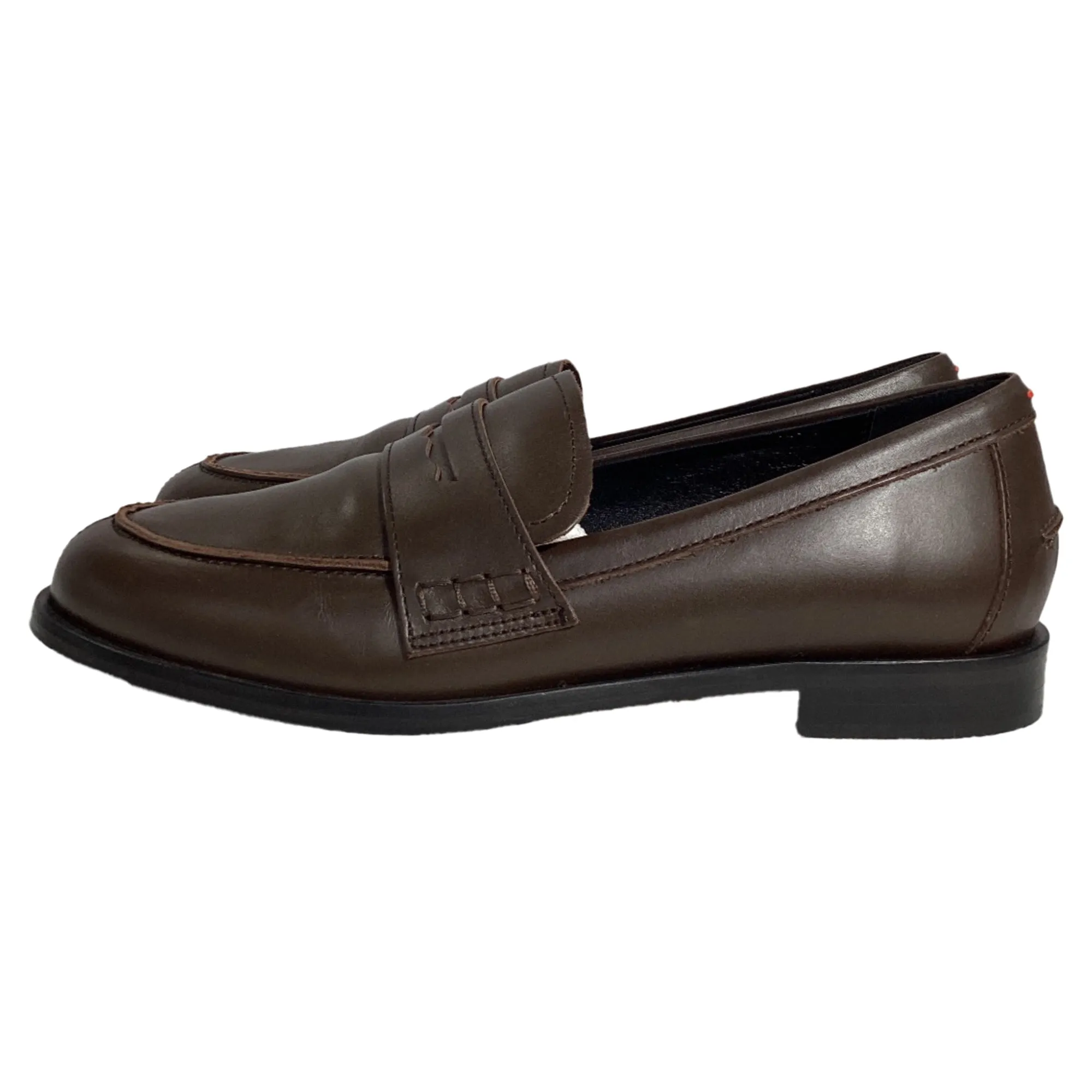 Aeyde Oscar Penny Loafers in Brown  Calf Leather