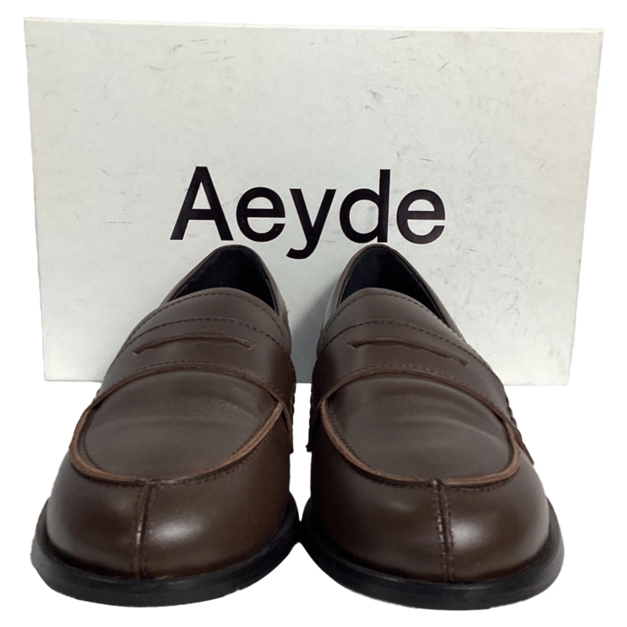 Aeyde Oscar Penny Loafers in Brown  Calf Leather