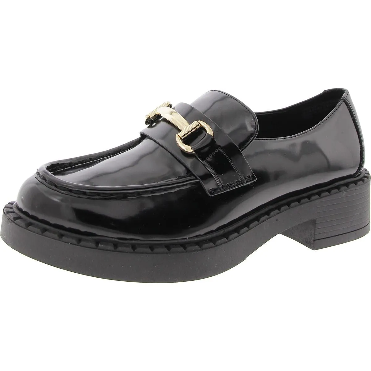Ambrose B Womens Faux Leather Embellished Loafers