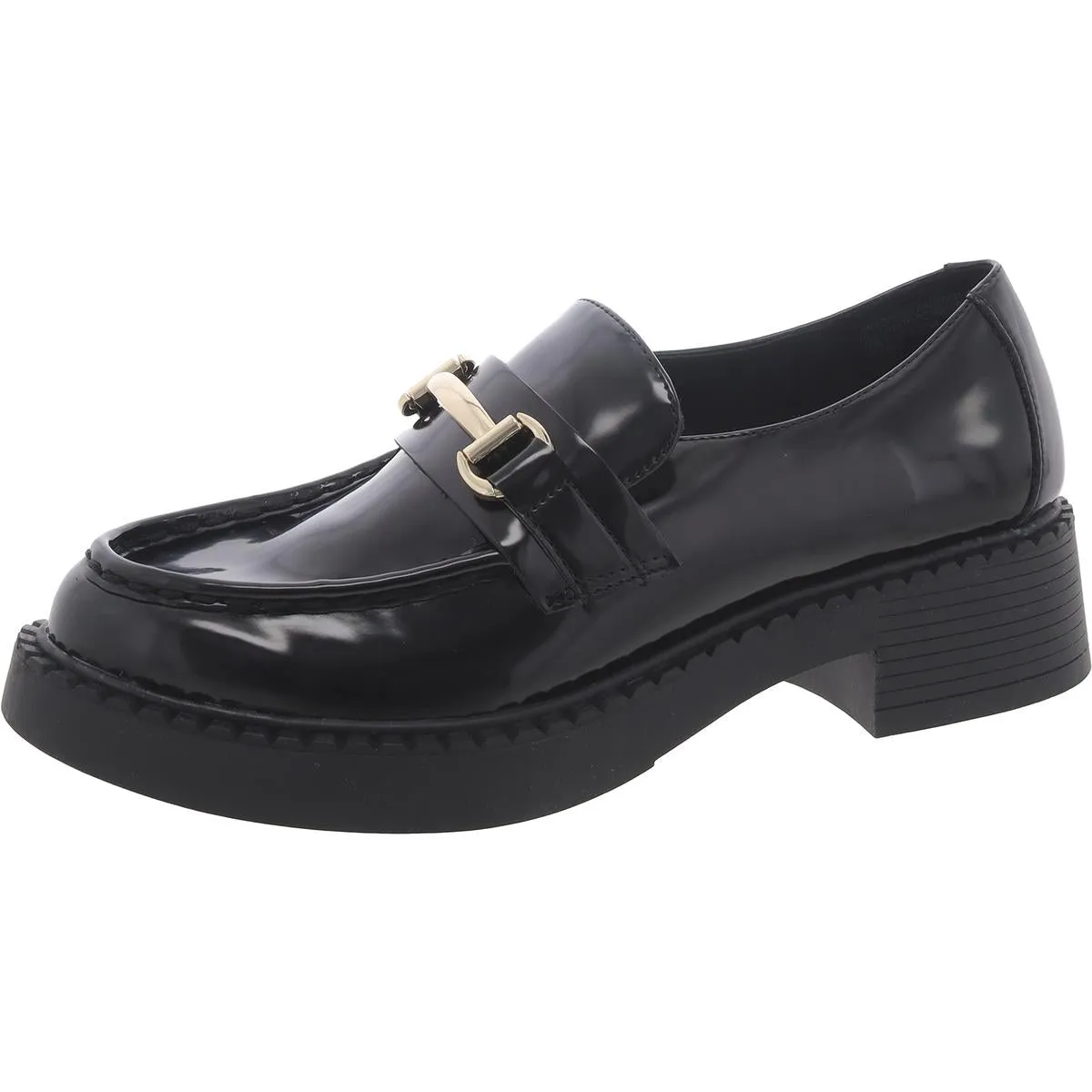 Ambrose B Womens Faux Leather Embellished Loafers