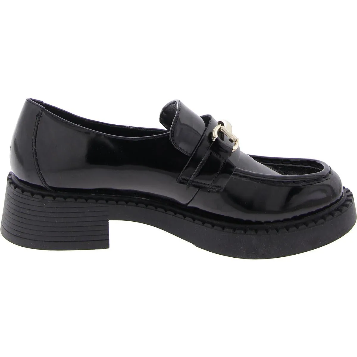 Ambrosee Womens Embellished Block Heel Loafers