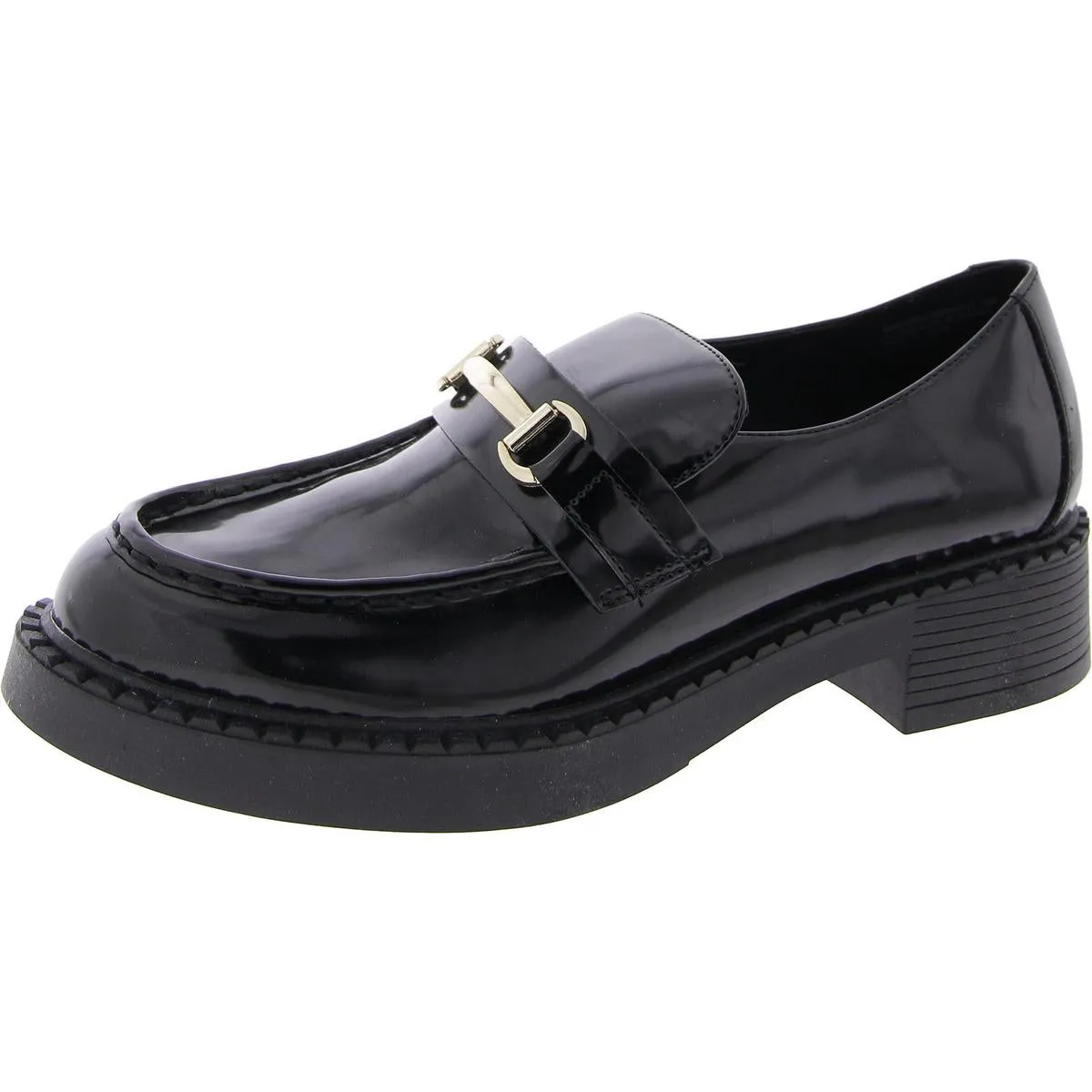 Ambrosee Womens Embellished Block Heel Loafers
