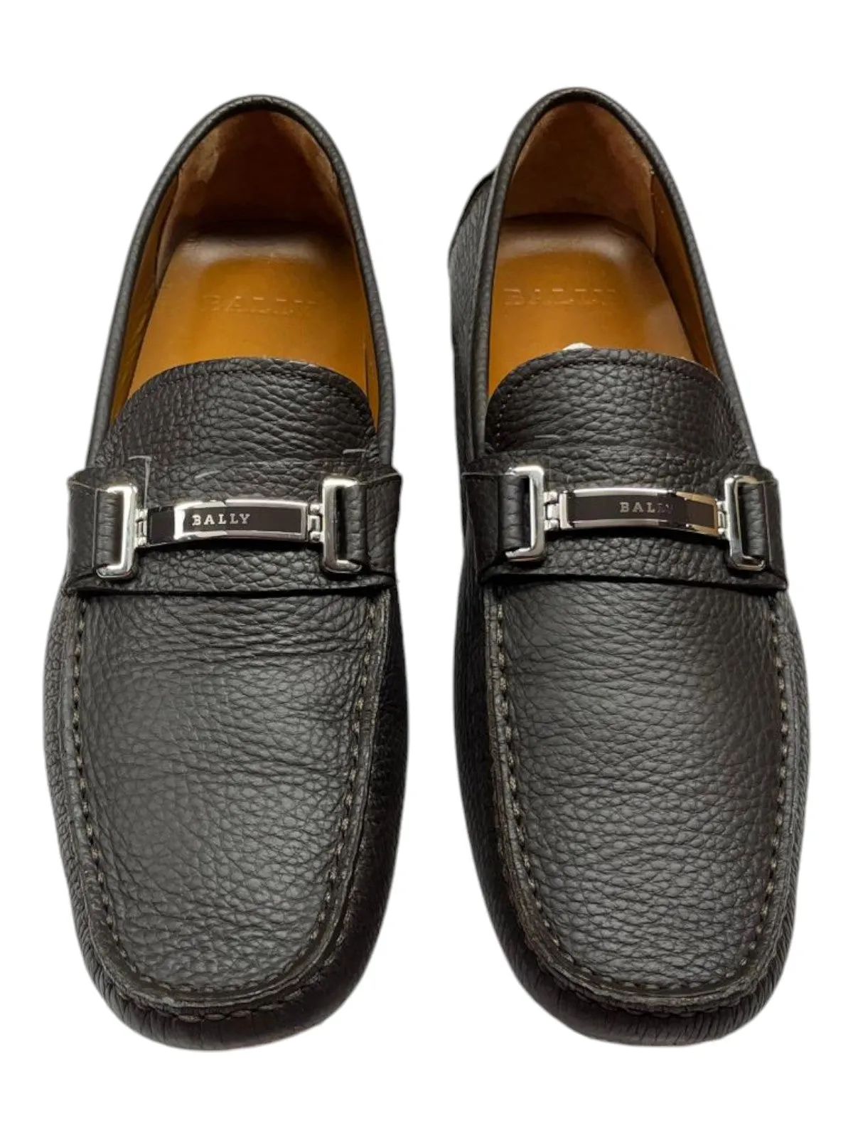 Bally Drulio 6211256 Men's Brown Grained Leather Loafers