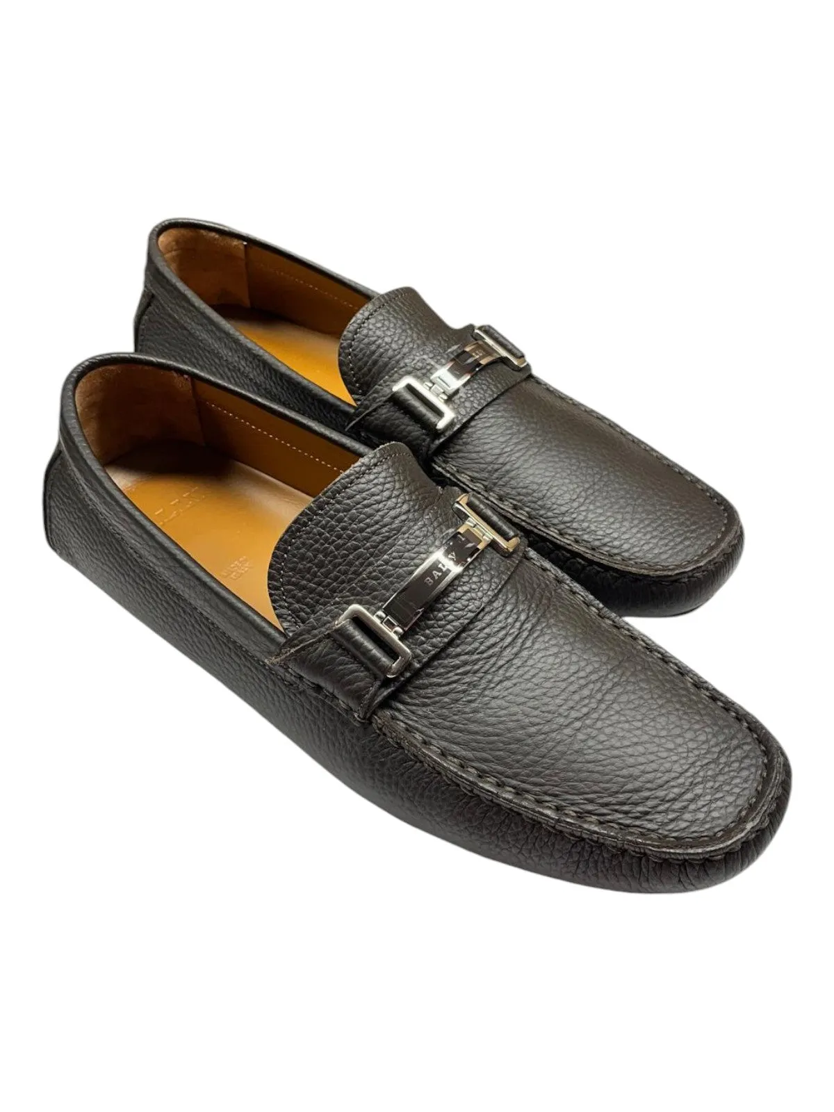 Bally Drulio 6211256 Men's Brown Grained Leather Loafers