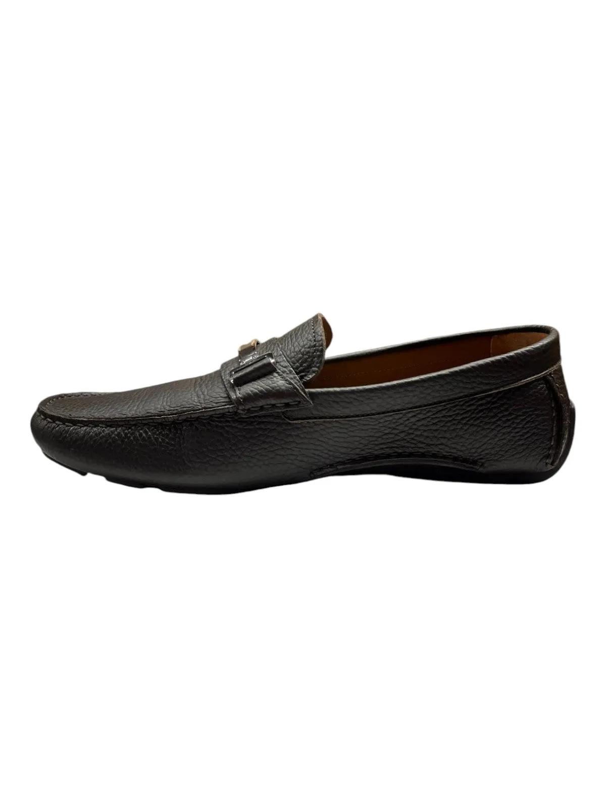 Bally Drulio 6211256 Men's Brown Grained Leather Loafers