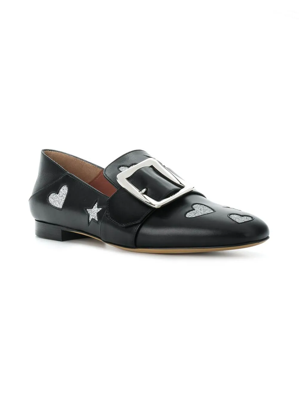Bally Janelle Hearts Women's 6221029 Black Leather Loafers
