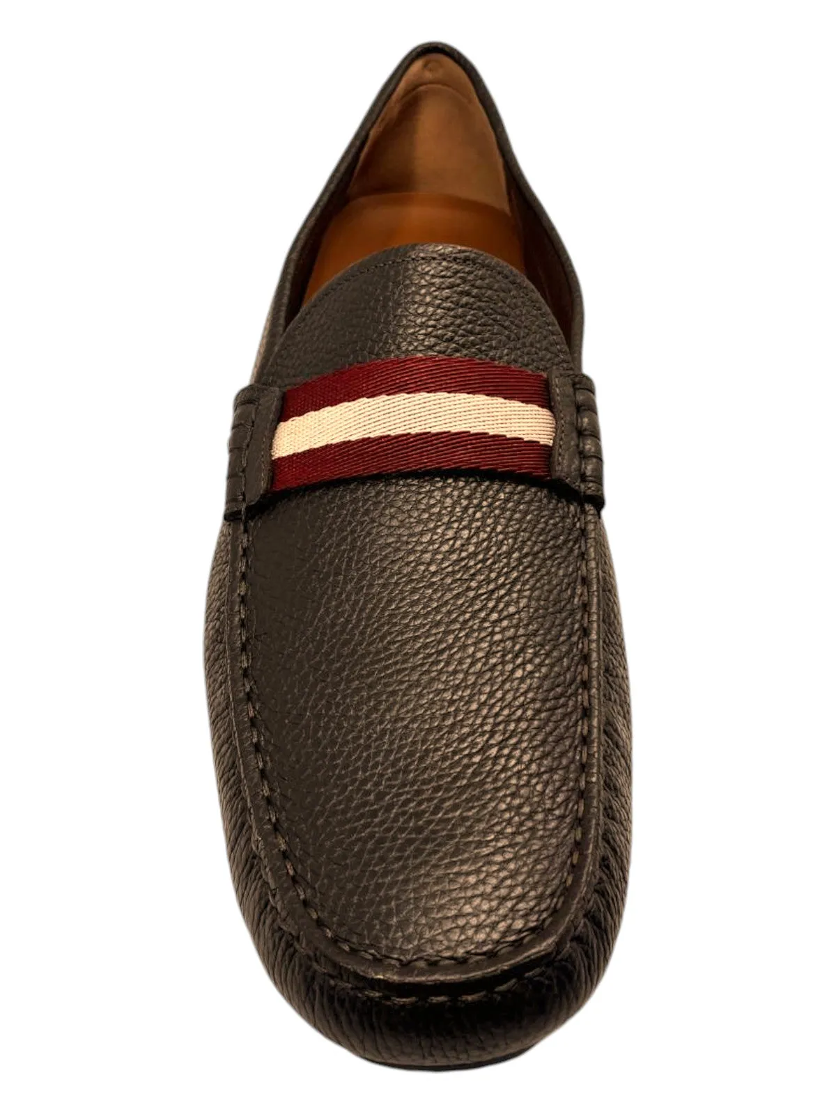 Bally Waltec 6230202 Men's Chocolate Calf Grained Leather Loafers