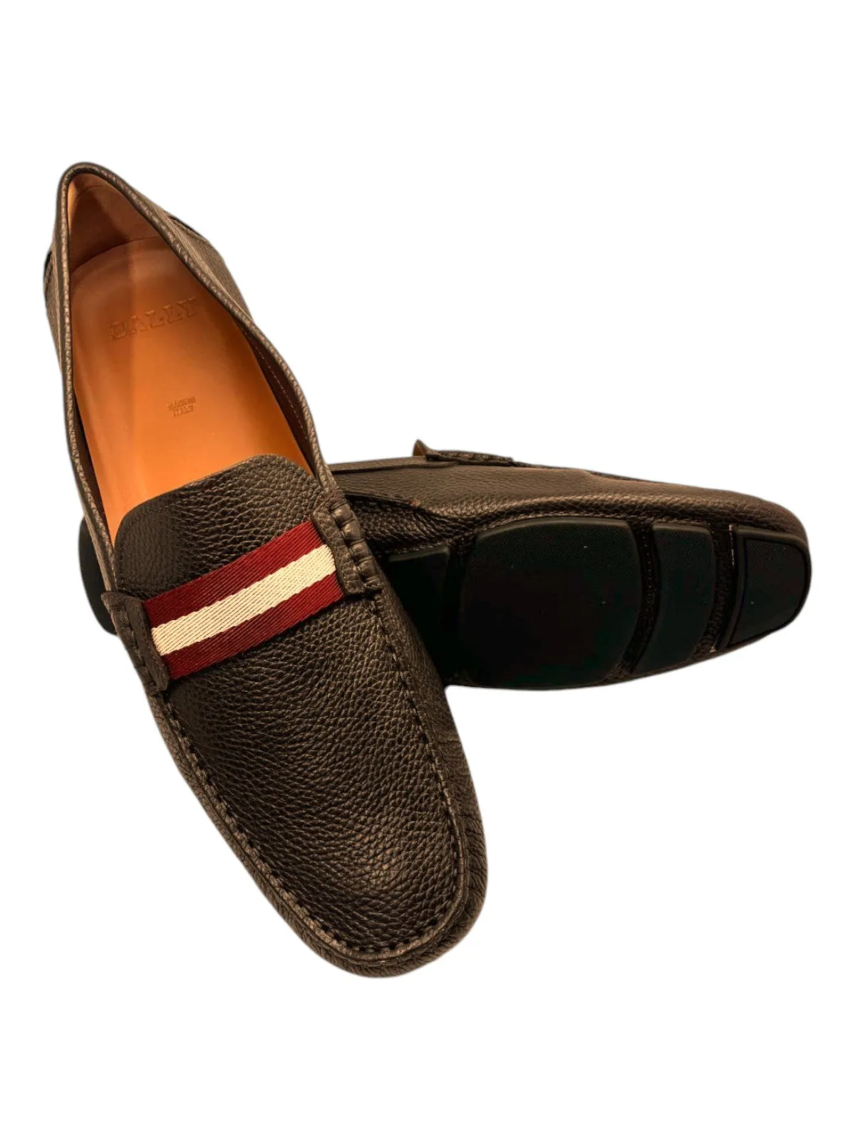 Bally Waltec 6230202 Men's Chocolate Calf Grained Leather Loafers