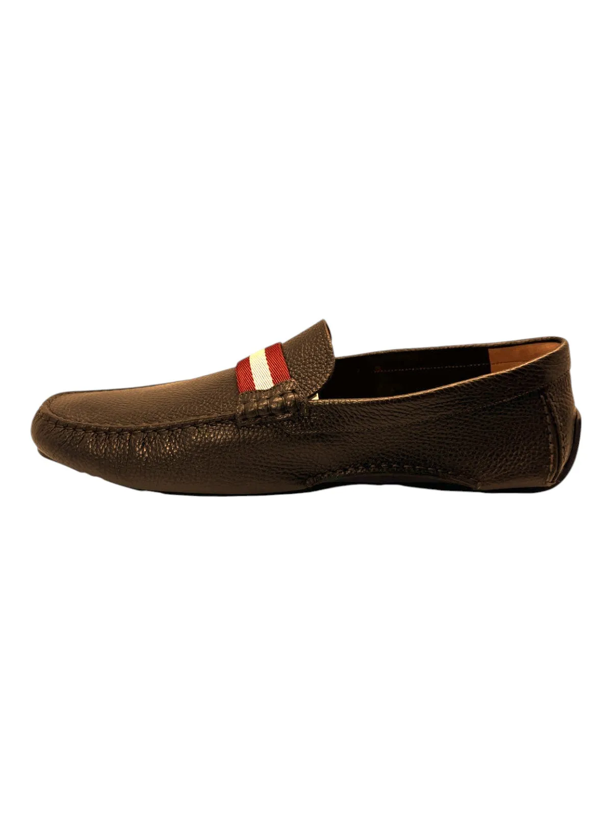Bally Waltec 6230202 Men's Chocolate Calf Grained Leather Loafers