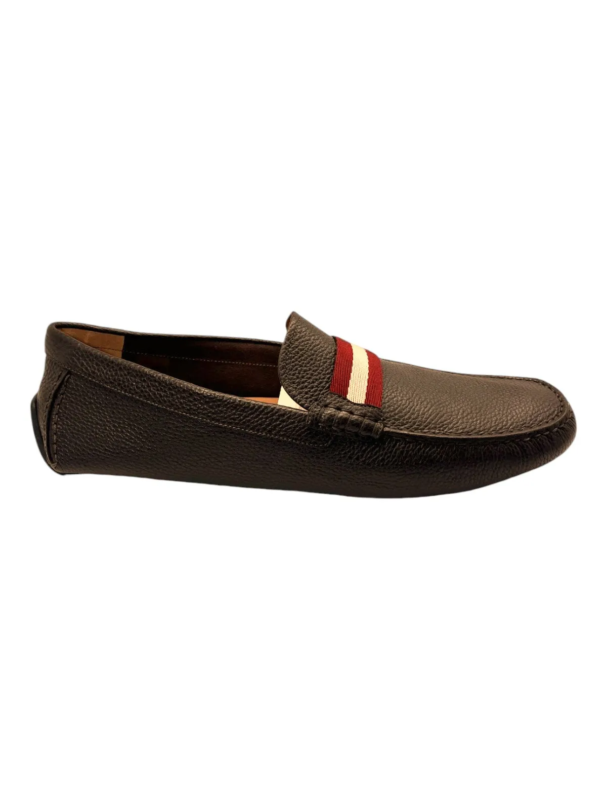 Bally Waltec 6230202 Men's Chocolate Calf Grained Leather Loafers
