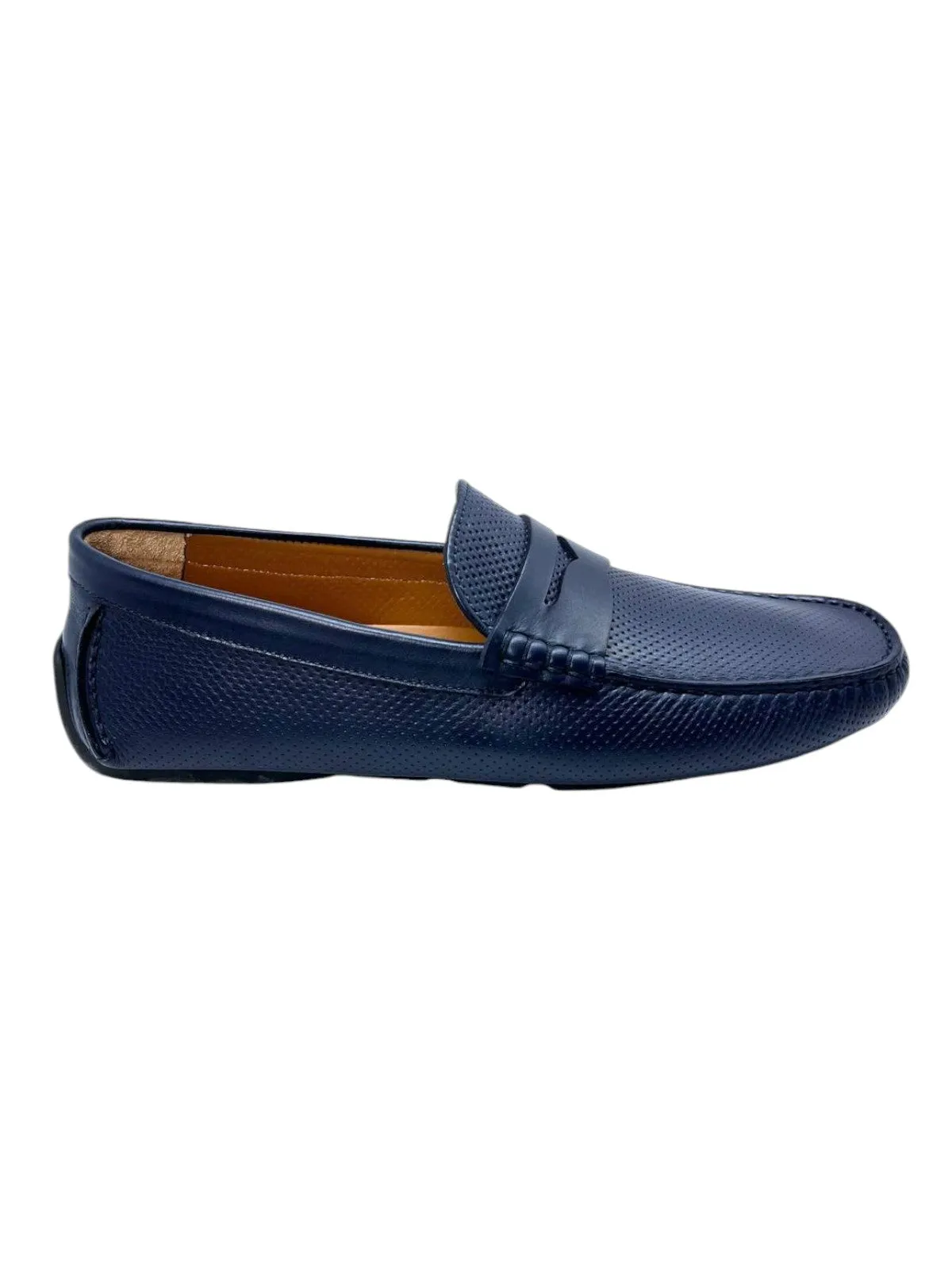 Bally Warno 6220105 Men's Dark Navy Perforated Loafers Leather