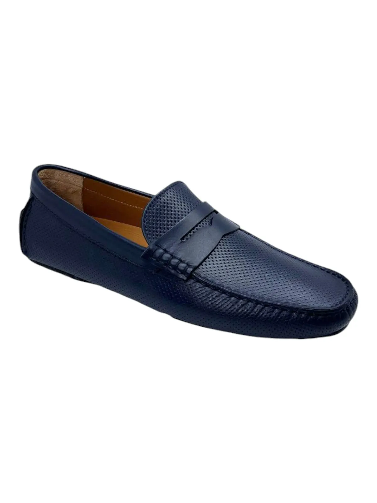 Bally Warno 6220105 Men's Dark Navy Perforated Loafers Leather