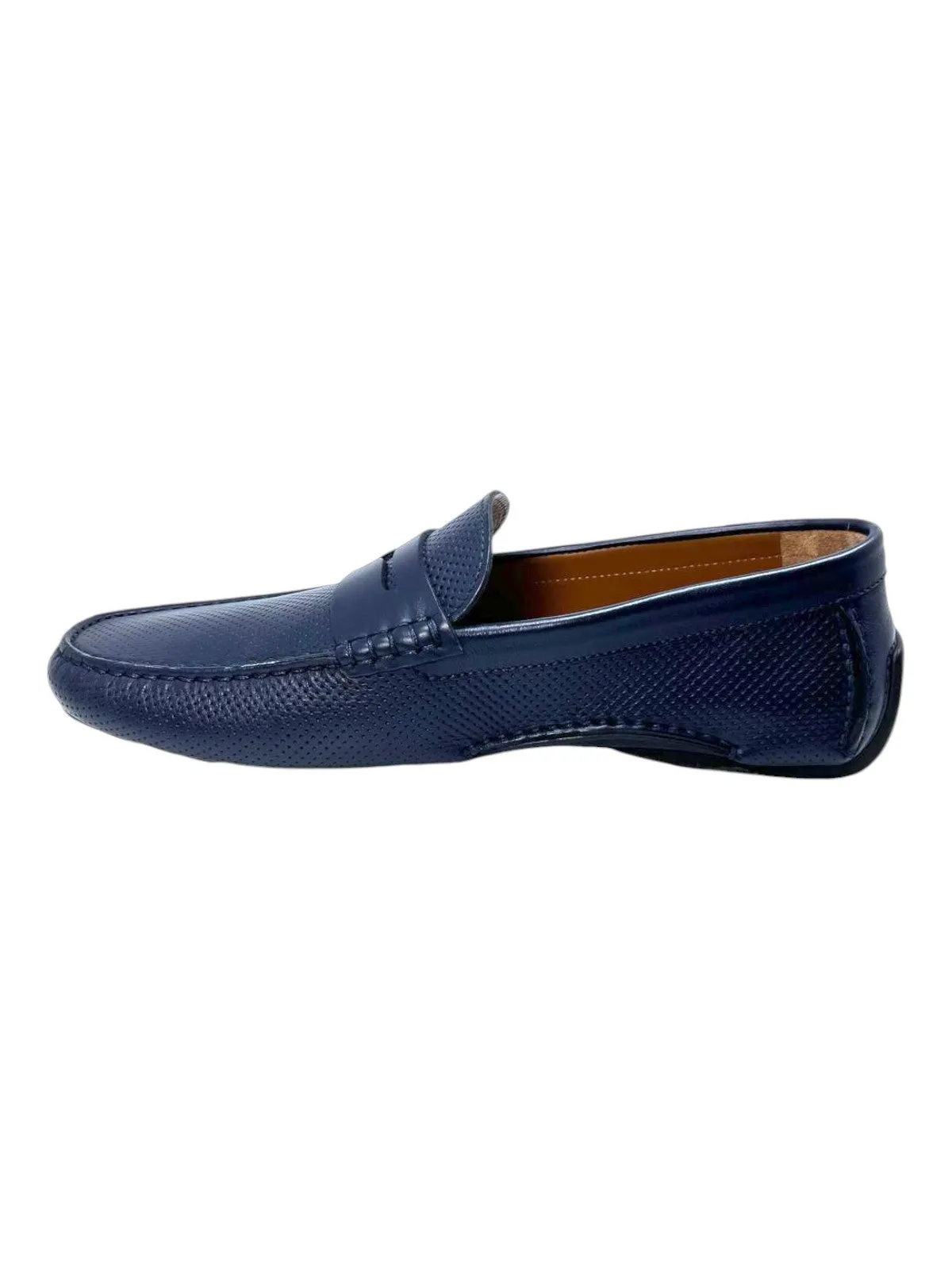 Bally Warno 6220105 Men's Dark Navy Perforated Loafers Leather