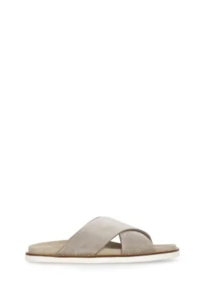 Beige Suede Leather Slippers