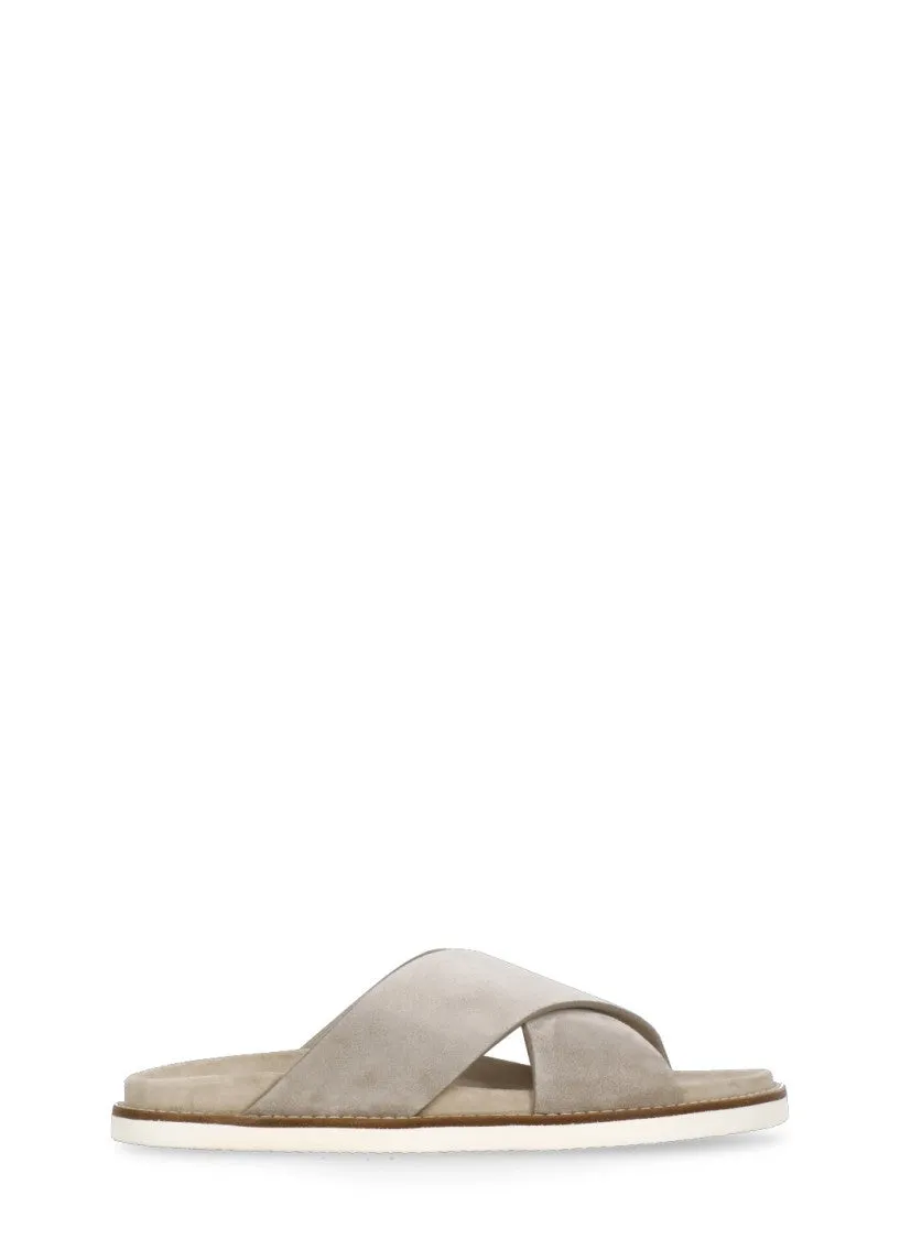 Beige Suede Leather Slippers