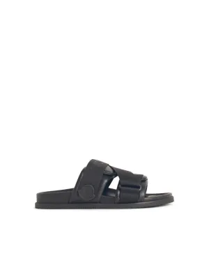 Black Leather Blend Sandals