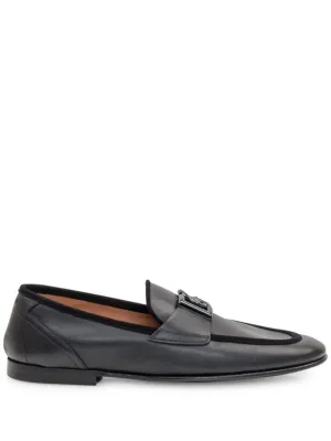 Black Moccasin With Logo Plaque
