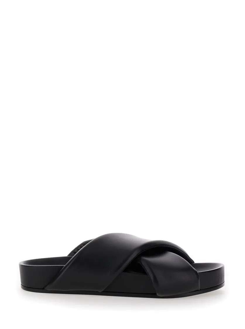 Black Sandals With Criss Cros Bands