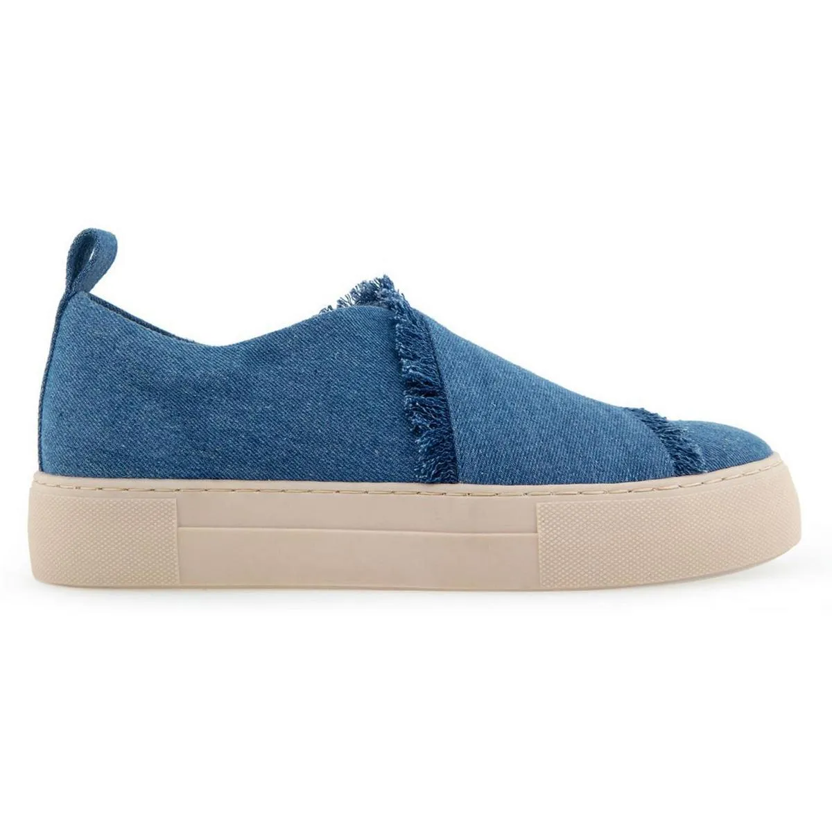 Brighton Womens Distressed Denim Slip-On Sneakers