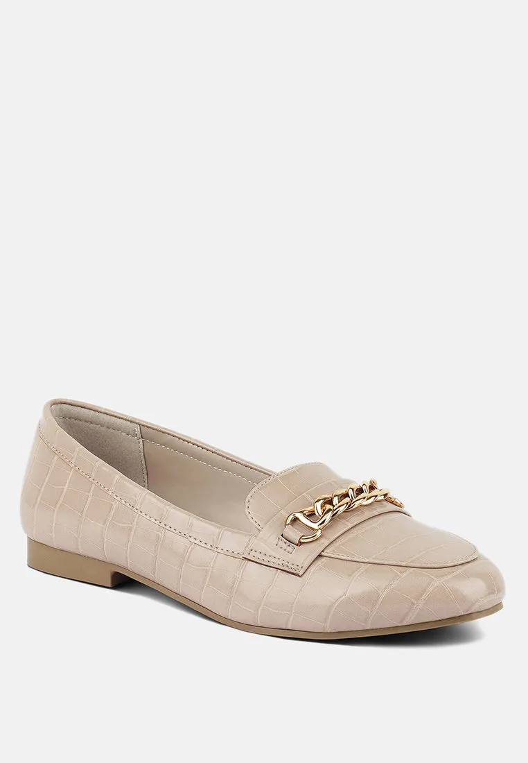 bro zone croc metail chain loafers
