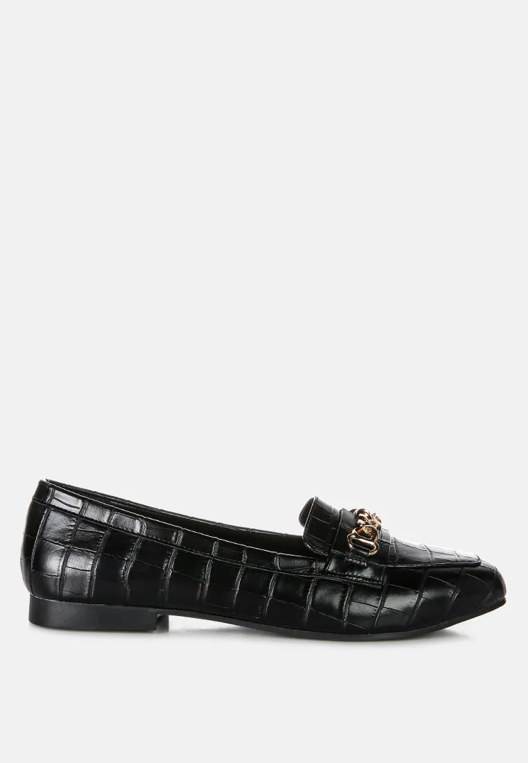 bro zone croc metail chain loafers