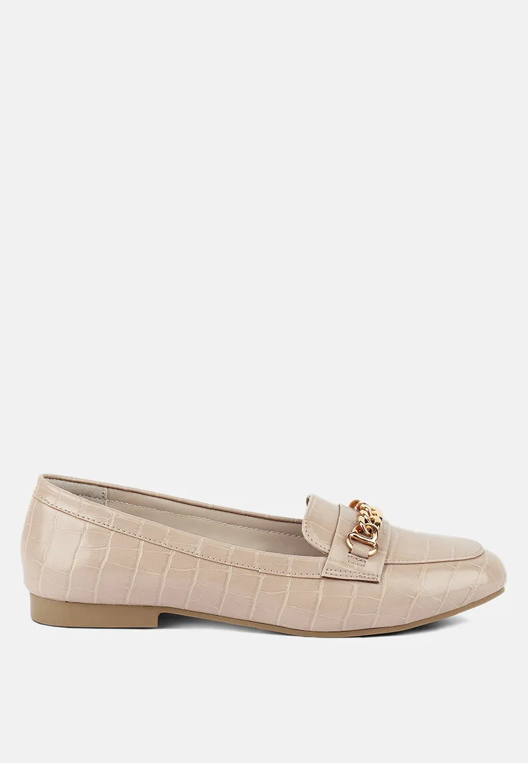 bro zone croc metail chain loafers