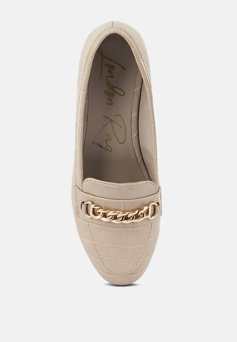 bro zone croc metail chain loafers