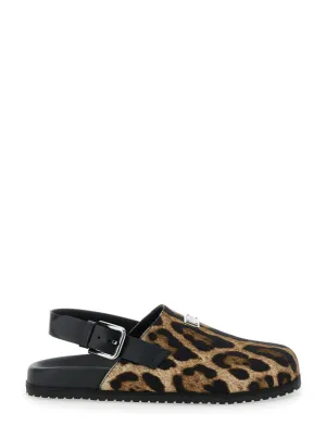 Brown Mules With Logo Plaque On The Front