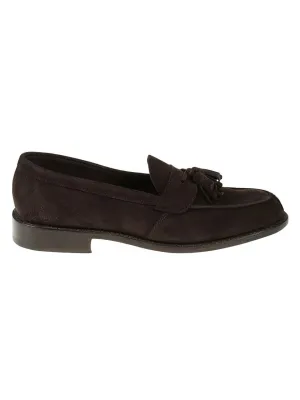 Brown Suede Loafers With Tassel Detail