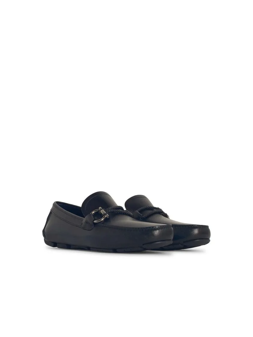 Calfskin Leather Loafers With Logo Medallion