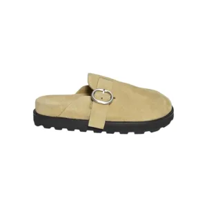 Camel Suede Flat Sabot