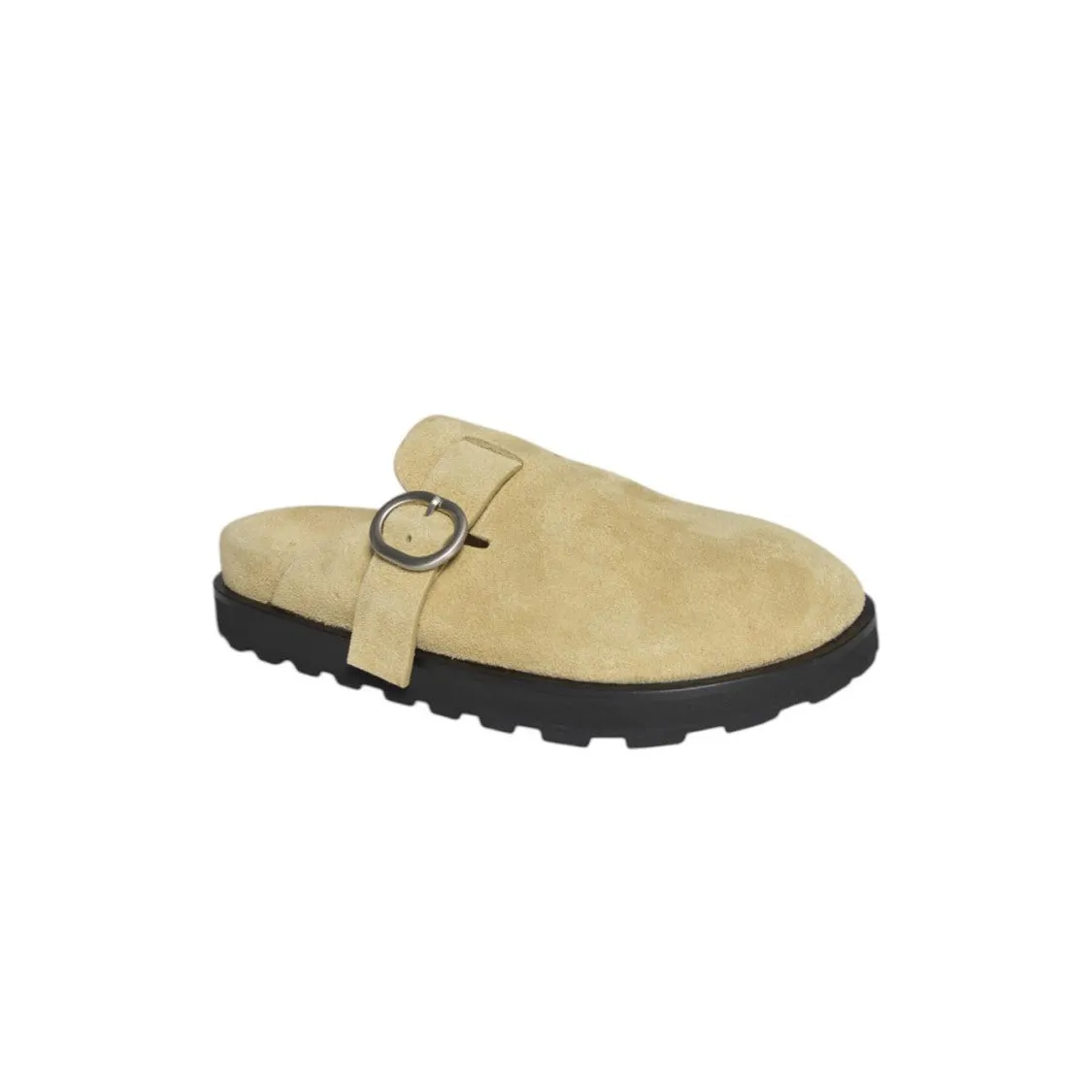 Camel Suede Flat Sabot