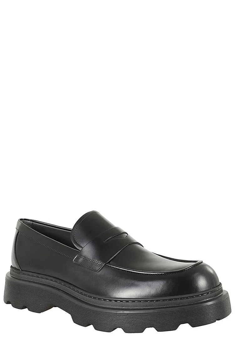 Carrarmato Style Black Leather Loafers