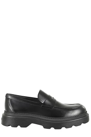 Carrarmato Style Black Leather Loafers