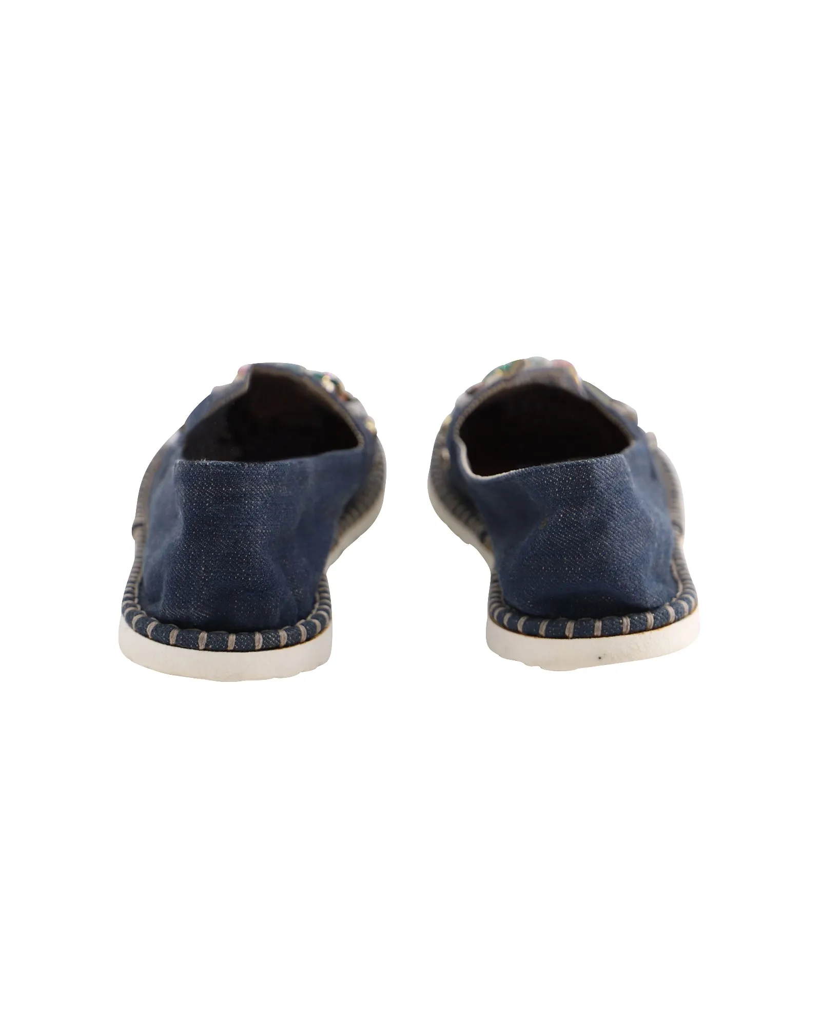 Casadei Embellished Slip-Ons in Blue Cotton Denim