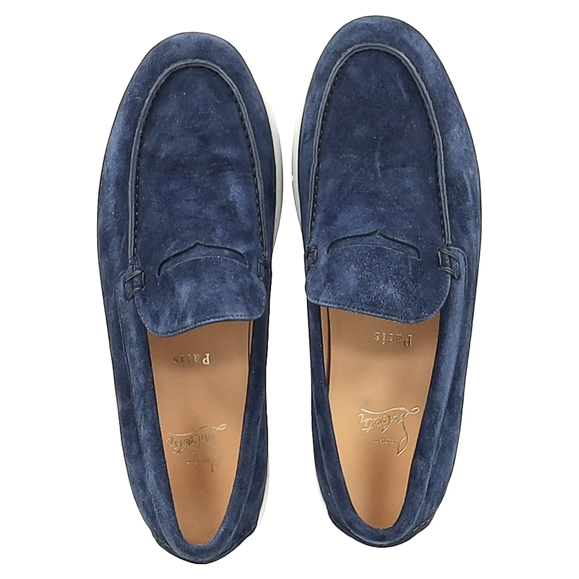 Christian Louboutin Paqueboat Slip-On Sneakers in Navy Suede