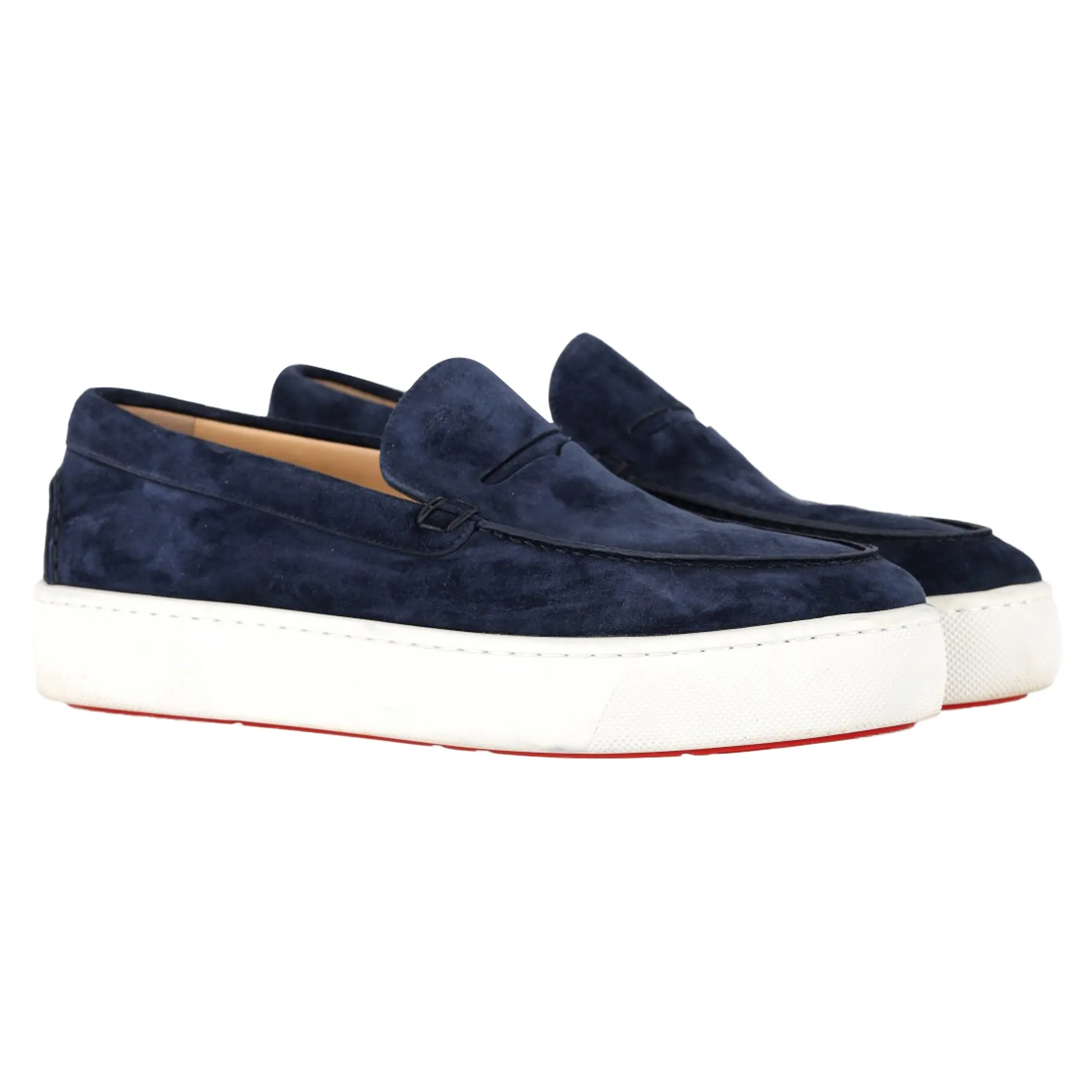 Christian Louboutin Paqueboat Slip-On Sneakers in Navy Suede