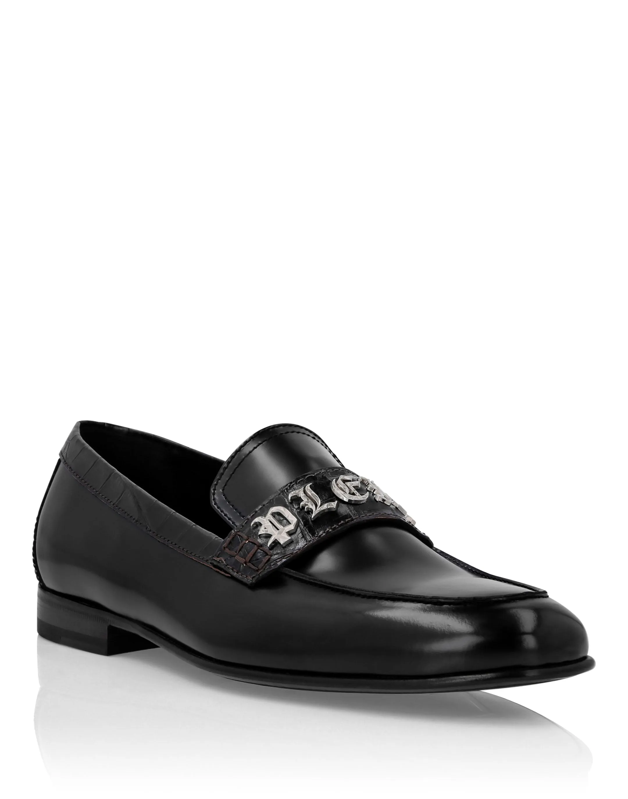 Croco Printed Leather Loafers