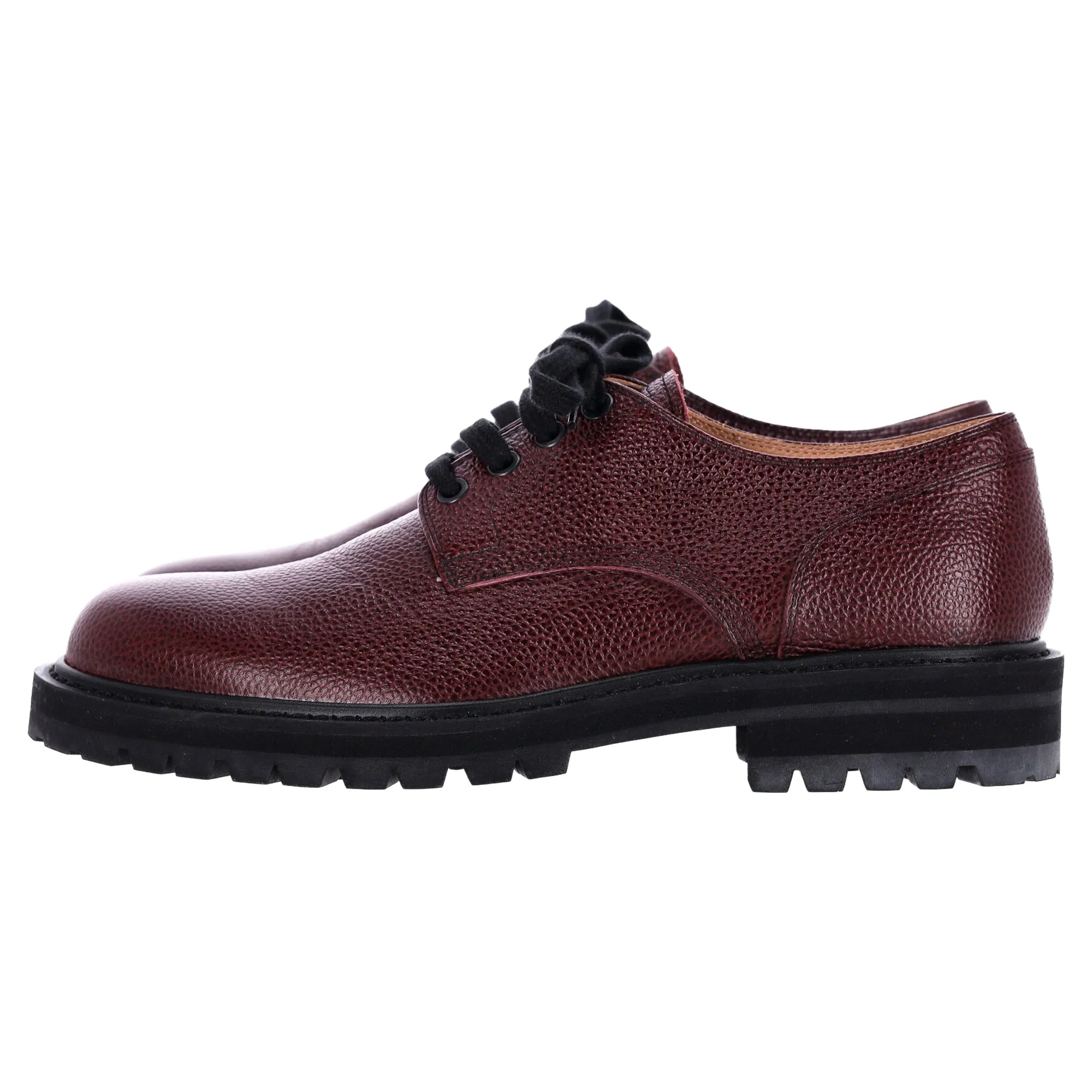 Dries Van Noten Lace-Up Derby Shoes in Burgundy Leather