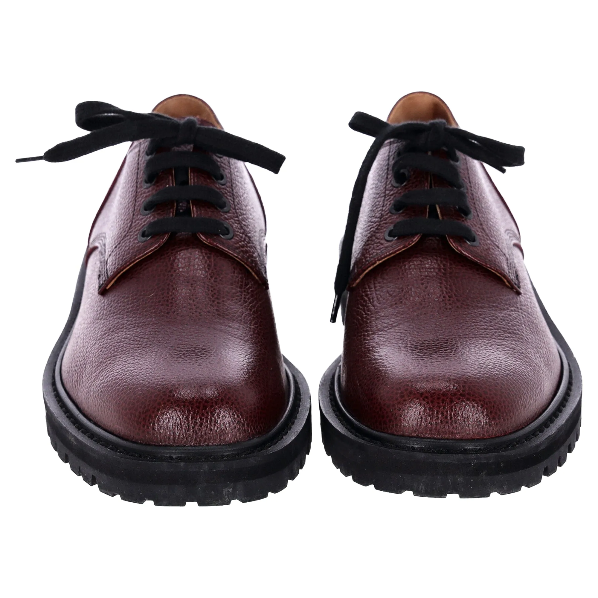Dries Van Noten Lace-Up Derby Shoes in Burgundy Leather