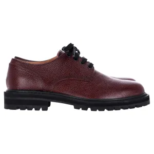 Dries Van Noten Lace-Up Derby Shoes in Burgundy Leather