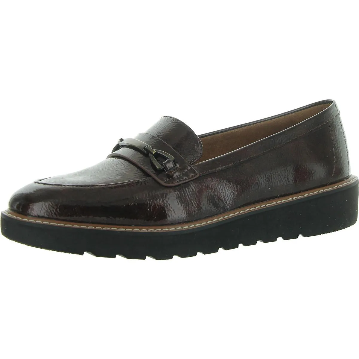 Elin Womens Faux Leather Embossed Loafers