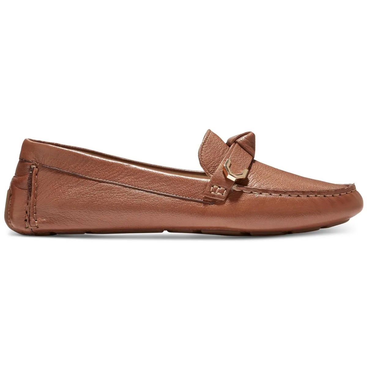 Evelyn Bow driver Womens Leather Round Toe Loafers