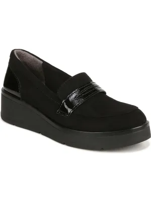 Fast Track Womens Faux Suede Slip On Loafer Heels