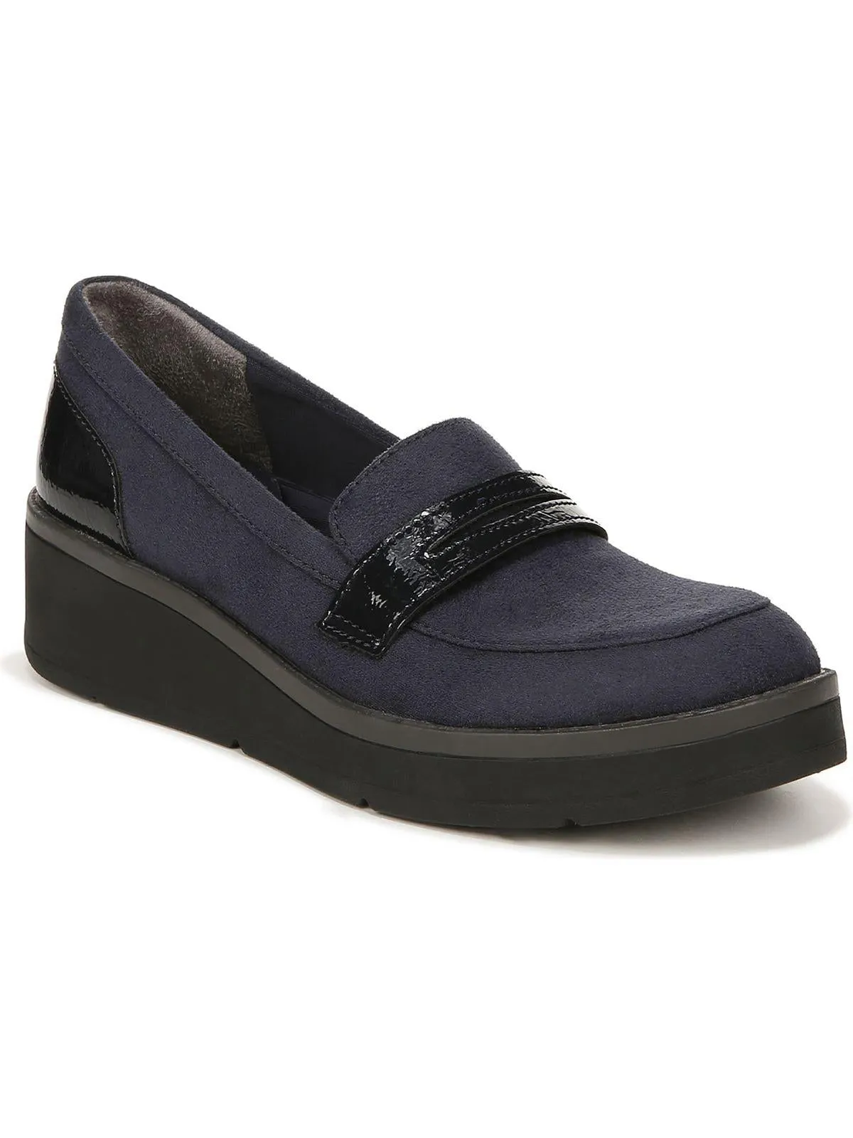 Fast Track Womens Faux Suede Slip On Loafer Heels