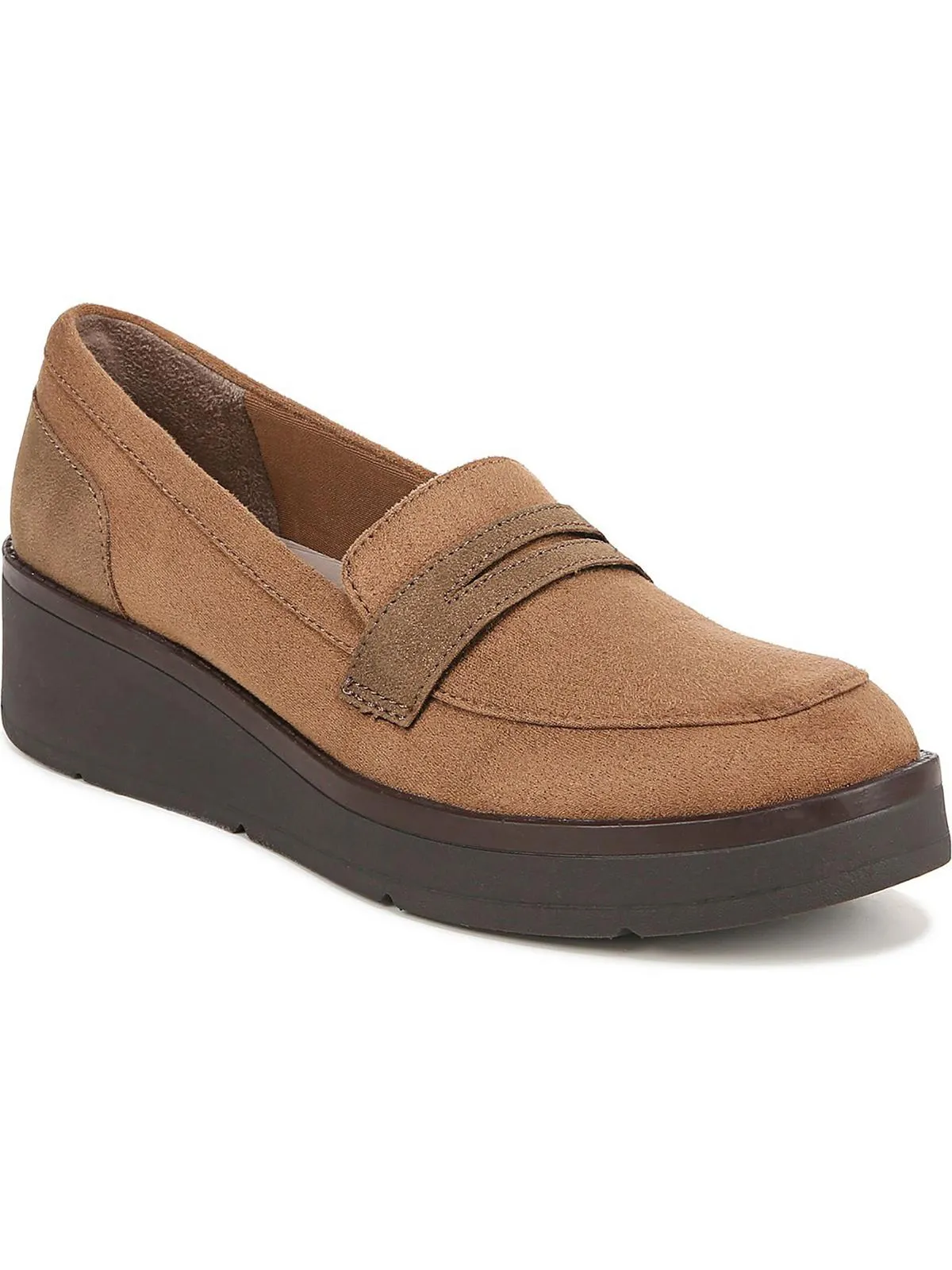Fast Track Womens Faux Suede Slip On Loafer Heels