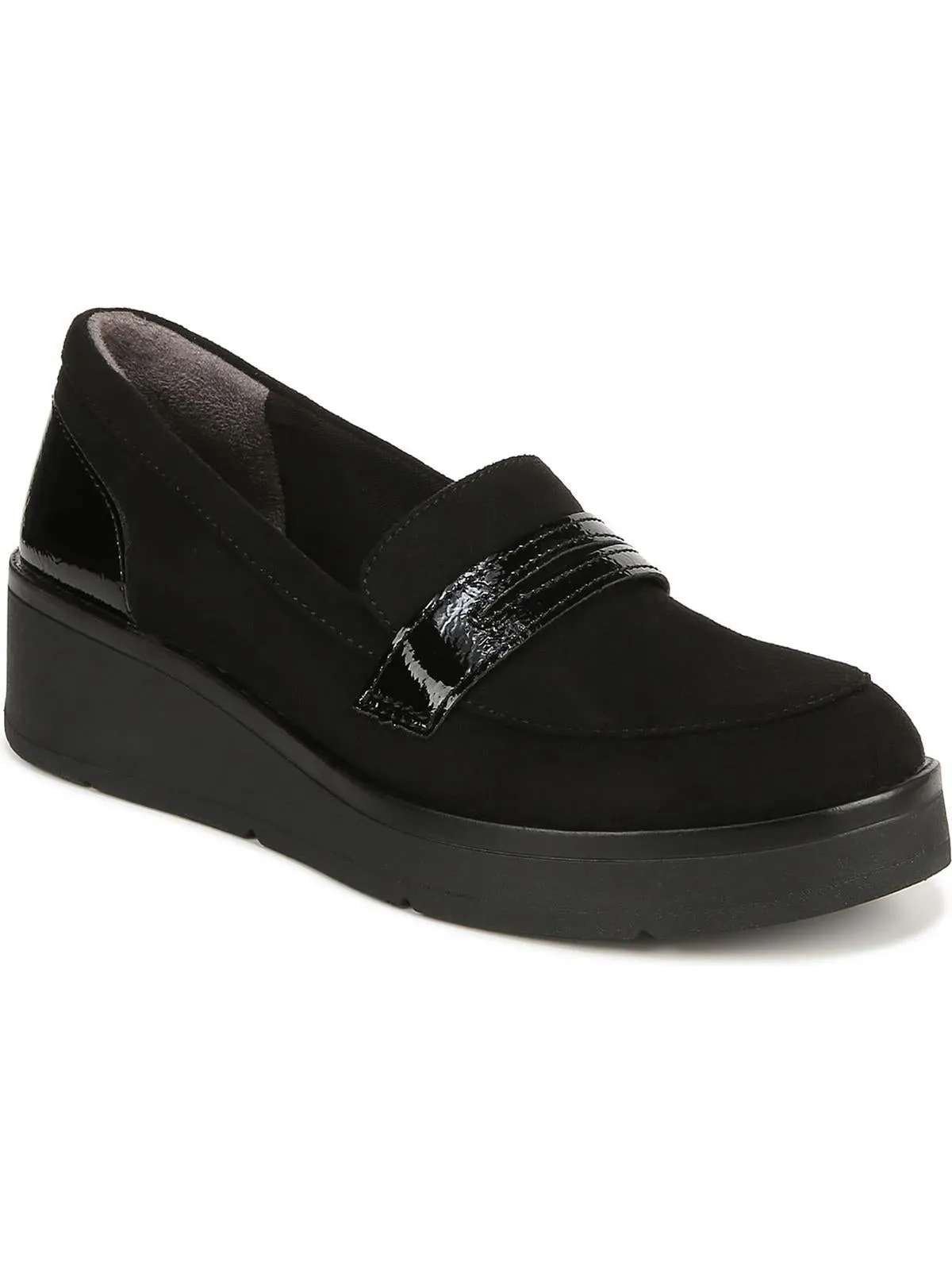 Fast Track Womens Faux Suede Slip On Loafer Heels