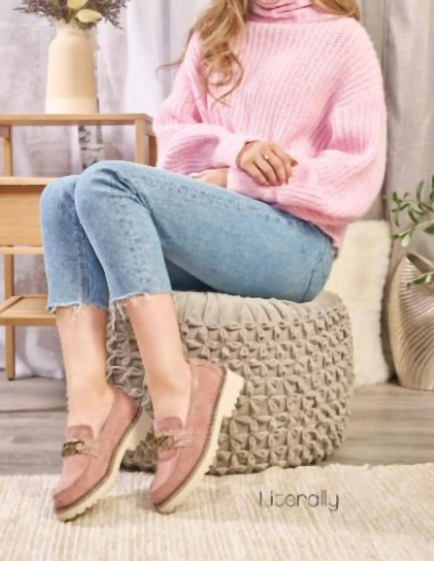 Faux Suede Loafers In Blush