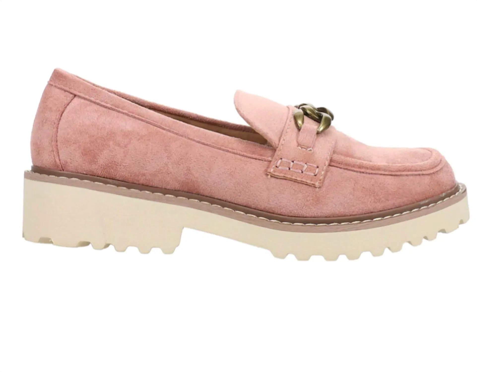 Faux Suede Loafers In Blush